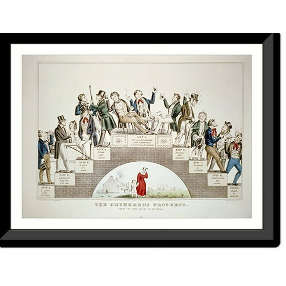 Historic Framed Print, The drunkards progress. From the first glass to the grave - 2, 17-7/8" x 21-7/8"