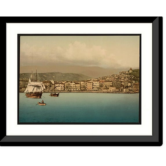 Historic Framed Print, The harbor San Remo Riviera, 17-7/8" x 21-7/8"