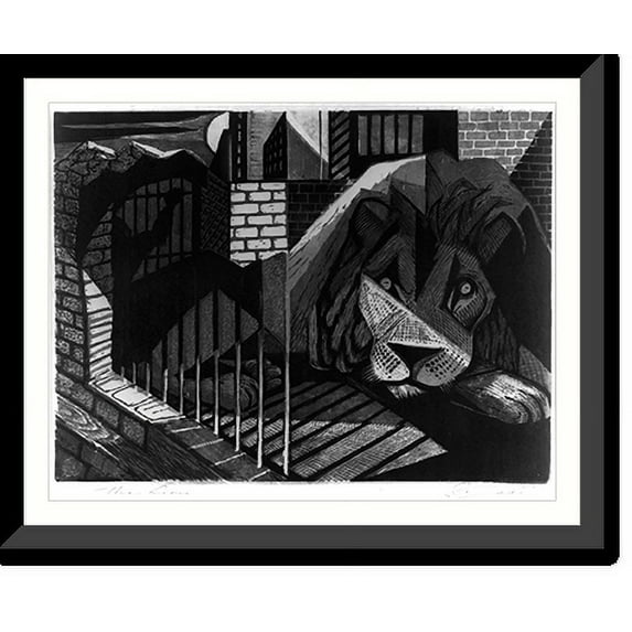Historic Framed Print, The lion, 17-7/8" x 21-7/8"