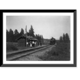 thumbnail image 1 of Historic Framed Print, [The log cabin [railroad] station at Feather River Inn, Calif. Passengers waiting for approaching train], 17-7/8" x 21-7/8", 1 of 9