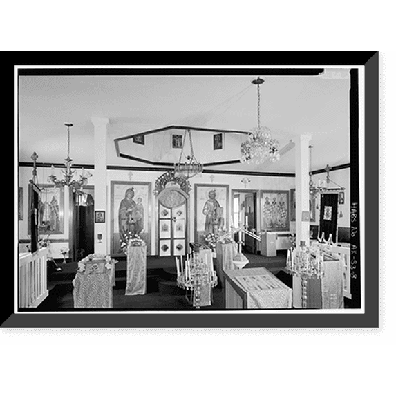 Historic Framed Print, Three Saints Russian Orthodox Church, Kodiak Island, Old Harbor, Kodiak Island Borough, AK - 8, 17-7/8" x 21-7/8"