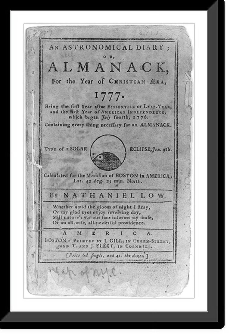 Historic Framed Print, [Title Page Of An Astronomical Diary, Or
