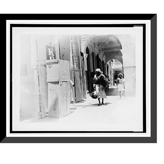 Historic Framed Print, Turkey vendor in downtown street, Haiti, 17-7/8" x 21-7/8"