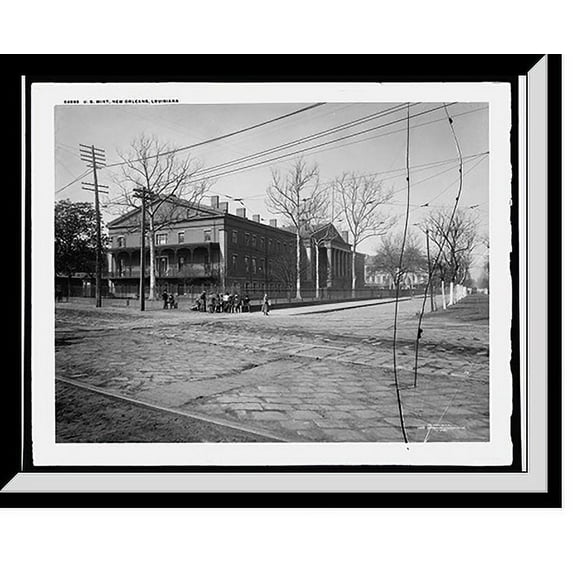 Historic Framed Print, U.S. Mint, New Orleans, Louisiana, 17-7/8" x 21-7/8"