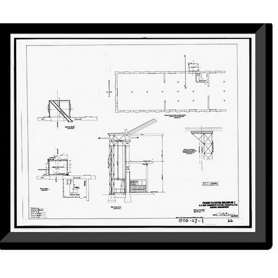 Historic Framed Print, U.S. Naval Air Station, Ship Carpenter's Workshop, 368 South Avenue, Pensacola, Escambia County, FL - 2, 17-7/8" x 21-7/8"