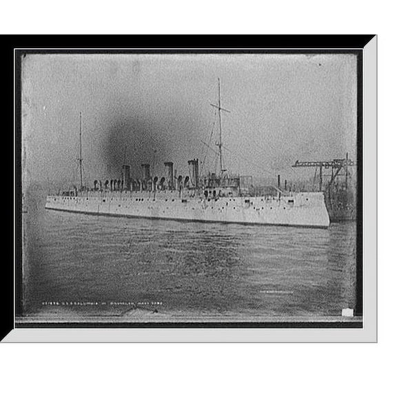 Historic Framed Print, U.S.S. Columbia in Brooklyn Navy Yard, 17-7/8" x 21-7/8"