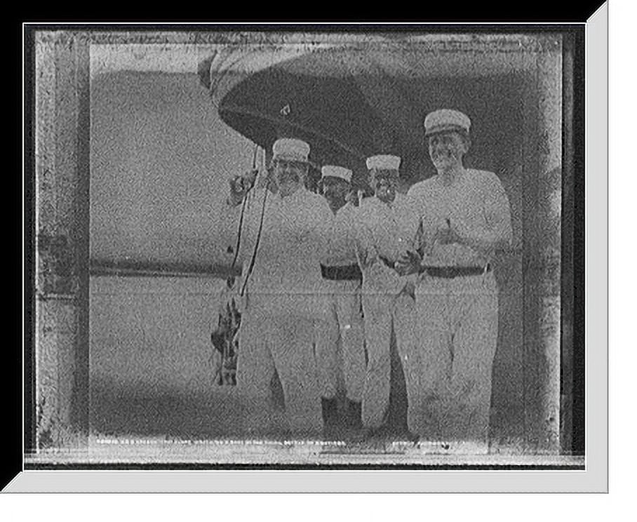 Historic Framed Print, U.S.S. Oregon, Capt. Clark watching a shot at ...