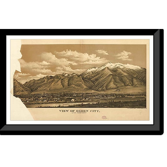 Historic Framed Print, UT Ogden City 1889 MAP, 17-7/8" x 21-7/8"