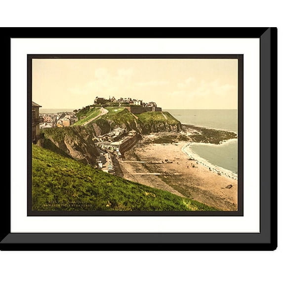 Historic Framed Print, Upper town and beach Granville France, 17-7/8" x 21-7/8"