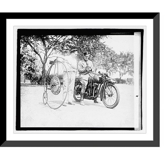 Historic Framed Print, [Velocipede and motorcycle] - 4, 17-7/8" x 21-7/8"