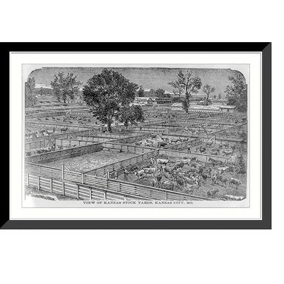 Historic Framed Print, View of Kansas Stock Yards, Kansas City, Mo."", 17-7/8" x 21-7/8"
