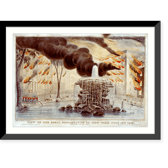 Historic Framed Print, View of the great conflagration at New York July 19th. 1845: from the Bowling Green - 2, 17-7/8" x 21-7/8"