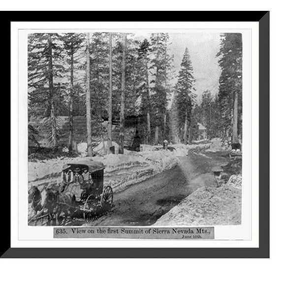 Historic Framed Print, View on the first Summit of Sierra Nevada Mts., June 15, 17-7/8" x 21-7/8"