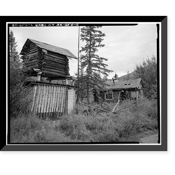 Historic Framed Print, Vincent Knorr Homestead, Koyukuk River at Wiseman Creek, Bettles Vicinity, Wiseman, Yukon-Koyukuk Census Area, AK - 2, 17-7/8" x 21-7/8"