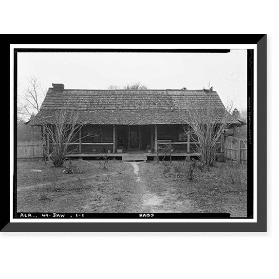 Historic Framed Print, Vogtner Farm (House & Smokehouse), Jeff Hamilton Road vicinity, Dawes, Mobile County, AL, 17-7/8" x 21-7/8"