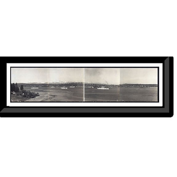 Historic Framed Print, WA 1908 Pacific Squadron Puget Sound Navy Yard PHOTO, 36-3/8" x 8-3/8"