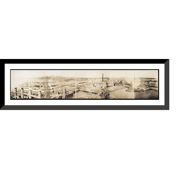Historic Framed Print, WA 1913 Bremerton Navy Yard views PHOTO, 36-3/8" x 8-3/8"