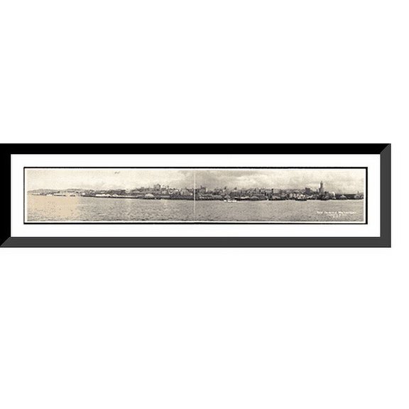 Historic Framed Print, WA 1917 Seattle Waterfront PHOTO, 36-3/8" x 8-3/8"