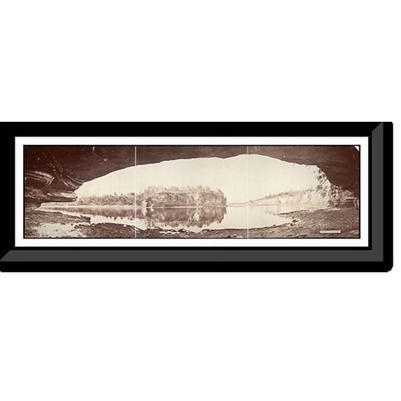 Historic Framed Print, WI 1899 Overhanging rock, Wisconsin Dells PHOTO, 36-3/8" x 8-3/8"