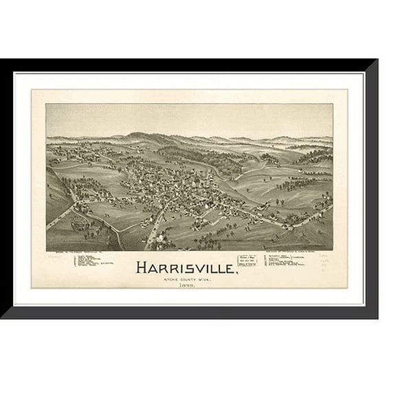 Historic Framed Print, WV Harrisville 1899 MAP, 17-7/8" x 21-7/8"