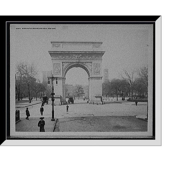 Historic Framed Print, Washington Square and [Memorial] Arch, New York, 17-7/8" x 21-7/8"