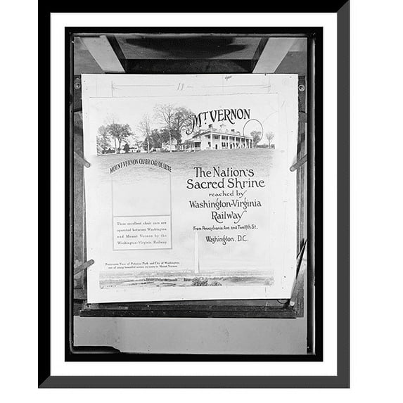 Historic Framed Print, [Washington-Virginia Railway advertisement for route from Washington, D.C. to Mt. Vernon, 17-7/8" x 21-7/8"