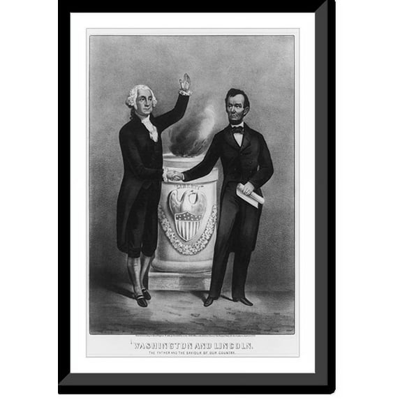 Historic Framed Print, Washington and Lincoln. The father and the saviour of our country, 17-7/8" x 21-7/8"