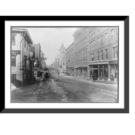 Historic Framed Print, Water St., Augusta, Maine, 17-7/8" x 21-7/8"