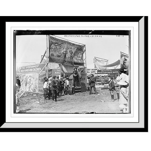 Historic Framed Print, Westchester County Fair, booth of Wild Rose and Rattlesnake Joe, New York, 17-7/8" x 21-7/8"
