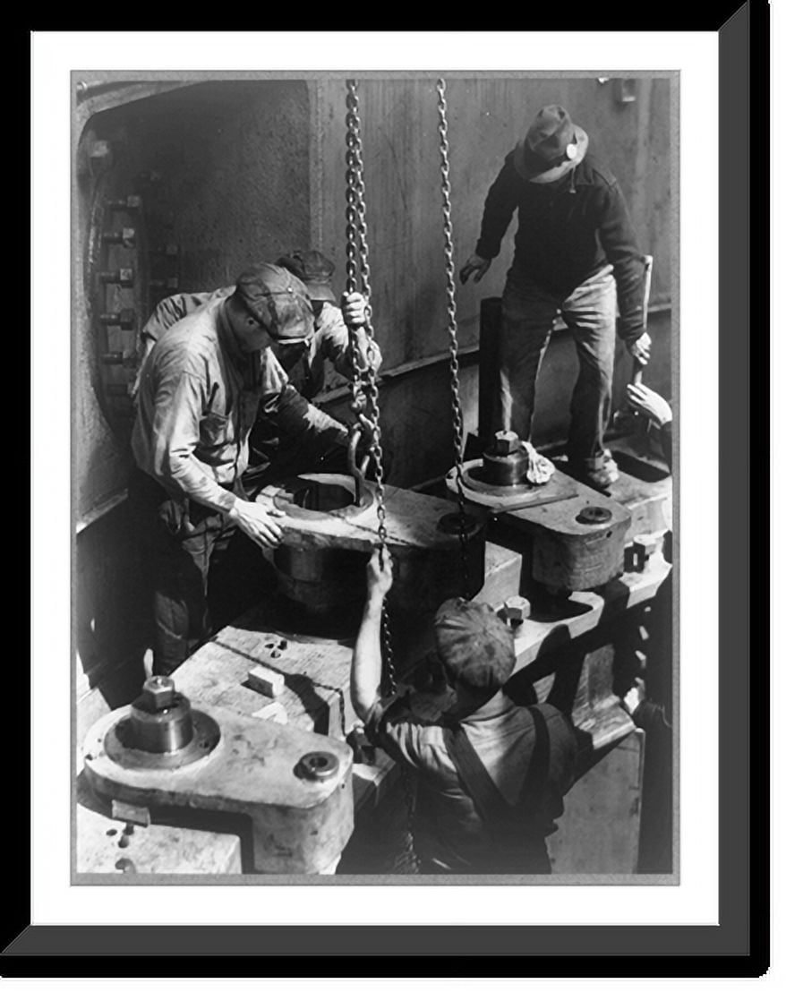 Historic Framed Print, Wheeler Dam, Ala. 1935-40(?). Workmen installing ...