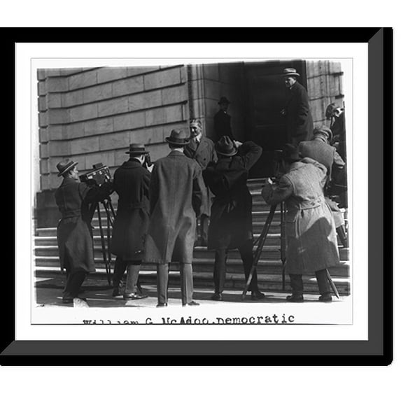 Historic Framed Print, William G. McAdoo poses for news photos before entering Senate Office Building, 17-7/8" x 21-7/8"