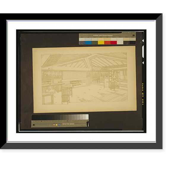 Historic Framed Print, Wohnzimmer für Herrn Coonley, Riverside, Illinois.Frank Lloyd Wright., 17-7/8" x 21-7/8"