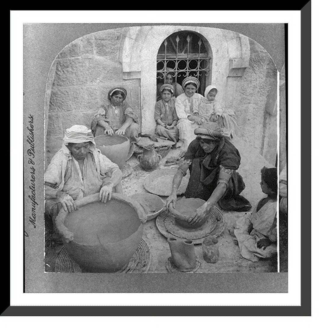 Historic Framed Print, [Women] making clay jars, Ramallah, Palestine ...
