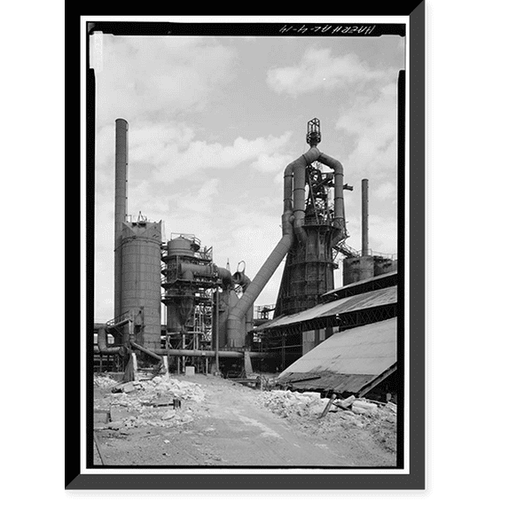 Historic Framed Print, Woodward Coal & Iron Company Furnace, Opossum Creek vicinity, Woodward, Jefferson County, AL - 14, 17-7/8" x 21-7/8"