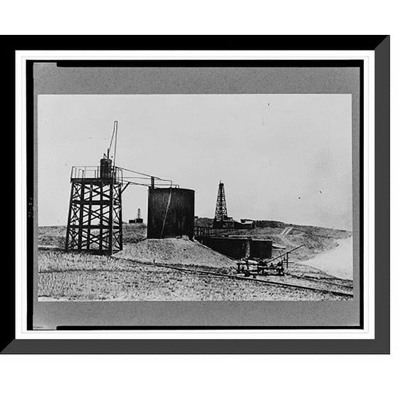 Historic Framed Print, Wyoming. Casper (vicinity). Oil well pump on Salt Creek, 17-7/8" x 21-7/8"
