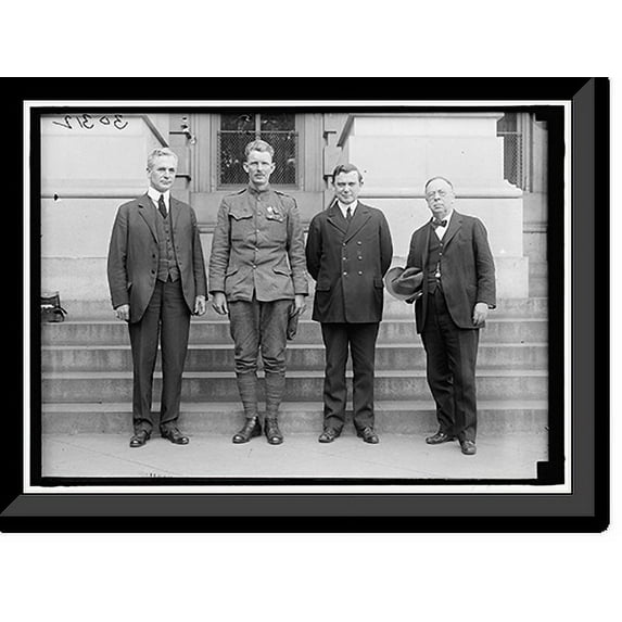 Historic Framed Print, YORK, ALVIN. SGT., U.S.A.: REP. HULL OF TN; SGT. YORK; SEN. McKELLAR; SEN. CHAMBERLAIN, 17-7/8" x 21-7/8"