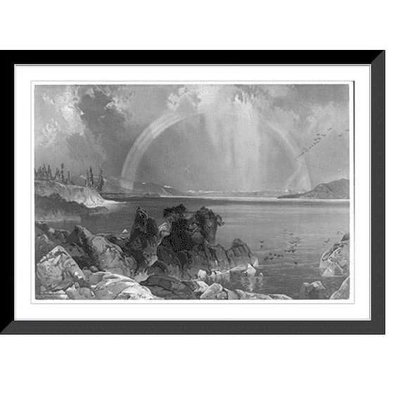 Historic Framed Print, Yellowstone Lake.TM ; Prang's American Chromos., 17-7/8" x 21-7/8"