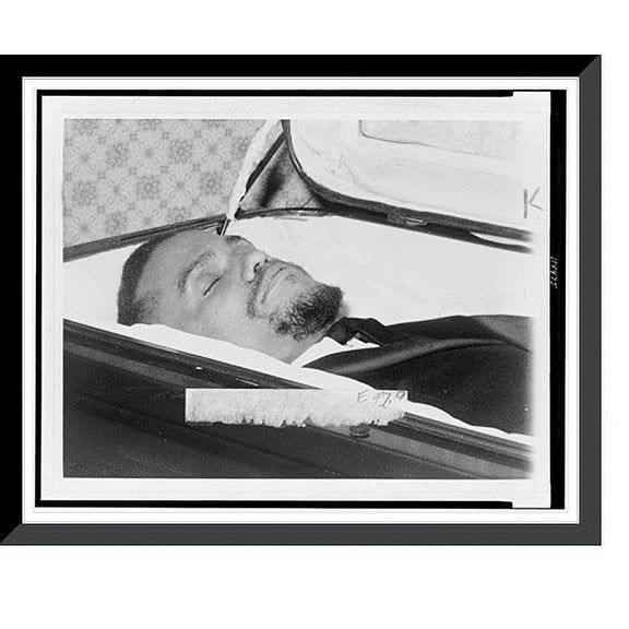 Historic Framed Print, The body of Malcolm X, slain Negro nationalist leader, lies in casket at the Unity Funeral Home, Eighth Ave. and 126th St., 17-7/8" x 21-7/8"