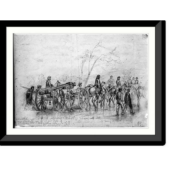 Historic Framed Print, The pursuit of Gen. Lee's rebel army. The heavy guns - 30 pounders - going to the front during a rain storm.E.F., 17-7/8" x 21-7/8"
