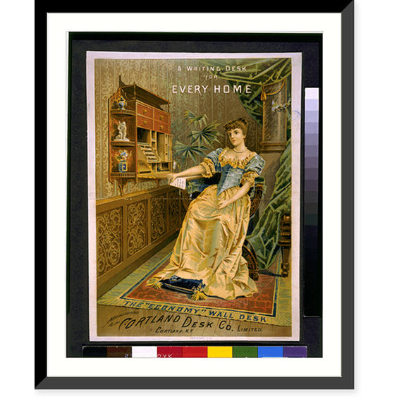 Historic Framed Print, A writing desk for every home. The economy" wall desk. Manufactured by the Cortland Desk Co. Limited. Cortland, N.Y." - 2, 17-7/8" x 21-7/8"