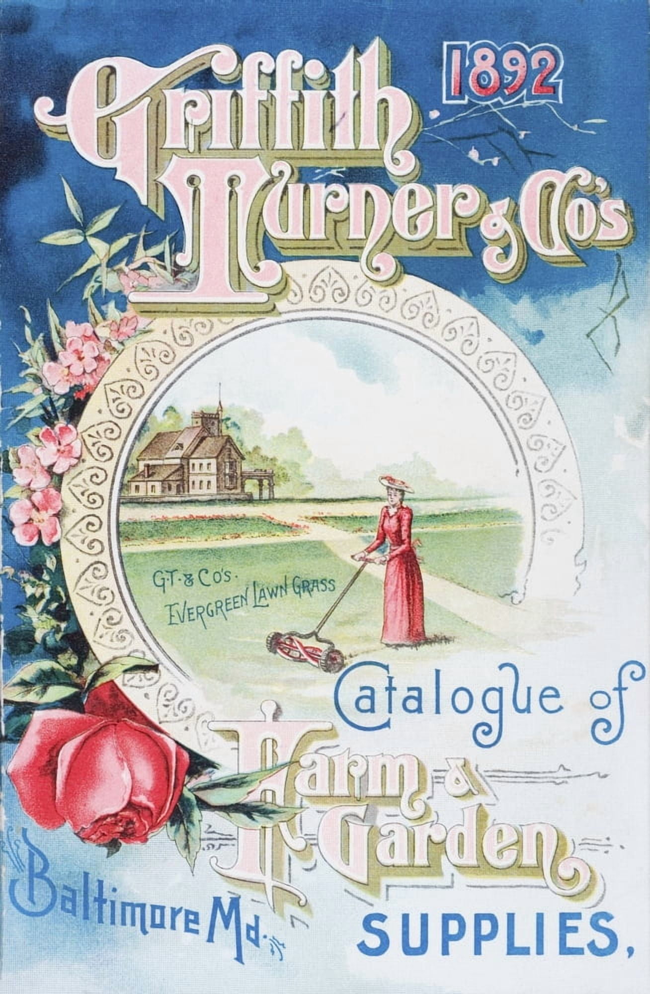 Historic Griffith Turner & Co catalog of farm and garden supplies with illustration of woman farmer from 19th century Canvas Art - Remsberg Inc Design Pics (12 x 19)