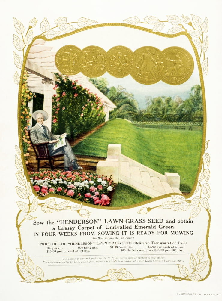 Historic Henderson lawn grass seed advertisement from 20th century Canvas Art - Remsberg Inc Design Pics (26 x 36)