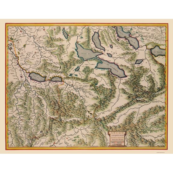 Historic Map - Aargau Canton Switzerland - Blaeu 1630 - 23 x 29.47 - Vintage Wall Art