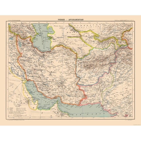 Historic Map - Afganistan Persia - Schrader 1908 - Vintage Wall Art