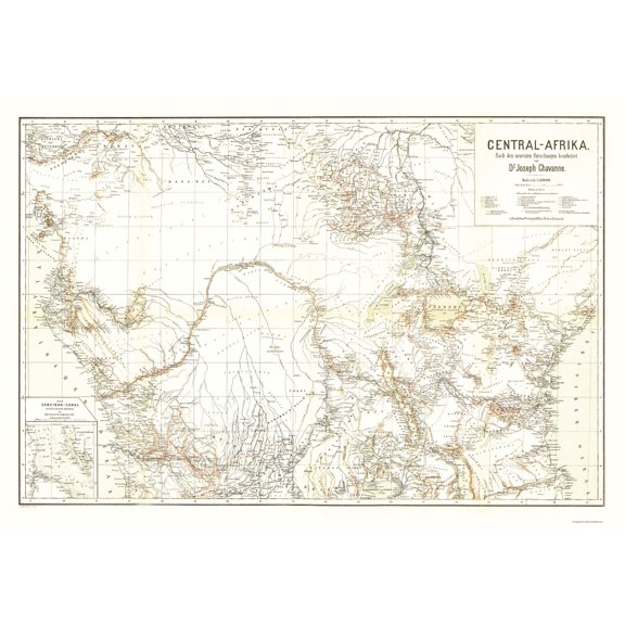 Historic Map - Africa Central - Hart 1885 - Vintage Wall Art