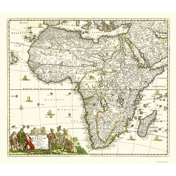 Historic Map - Africa - De Wit 1688 - 23 x 26.59 - Vintage Wall Art