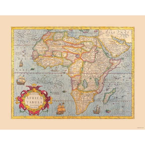 Historic Map - Africa - Hondio - 29.20 x 23 - Vintage Wall Art