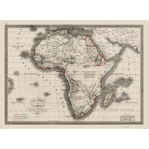 Historic Map - Africa - Monin 1839 - 31.53 x 23 - Vintage Wall Art