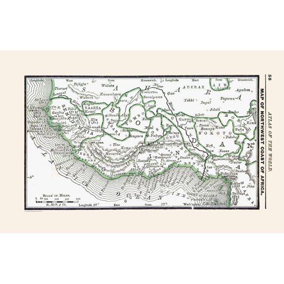 Historic Map - Africa North West Coast - Alden 1886 - Vintage Wall Art