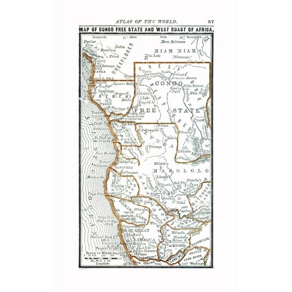 Historic Map - Africa North Western - Alden 1886 - 23 x 36.76 - Vintage Wall Art